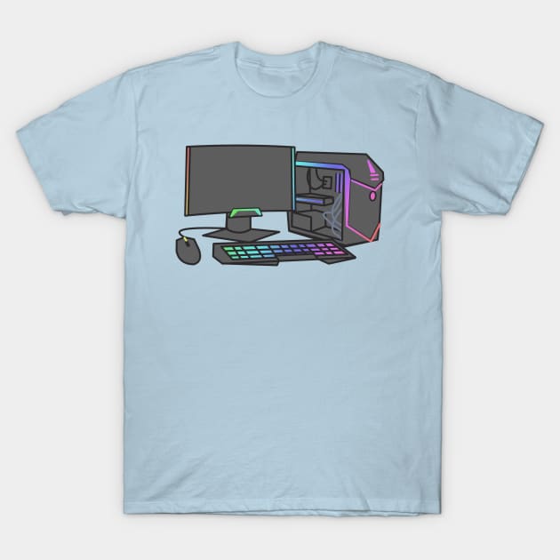 Gaming PC (RGB) T-Shirt by Bosozoku Cat